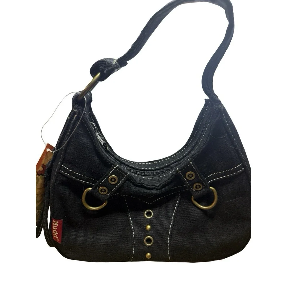 New With Tags Vintage Y2K Black‎ Mudd Bagz Brand Purse hobo top